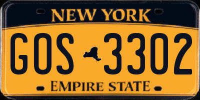 NY license plate GOS3302