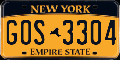 NY license plate GOS3304