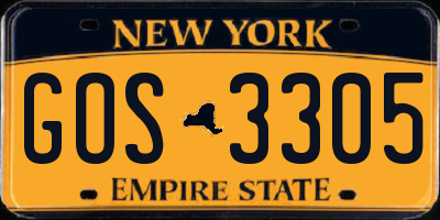 NY license plate GOS3305