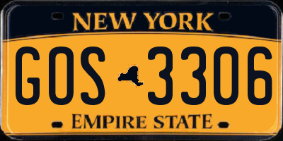 NY license plate GOS3306