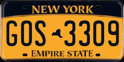 NY license plate GOS3309