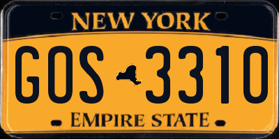 NY license plate GOS3310