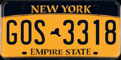 NY license plate GOS3318