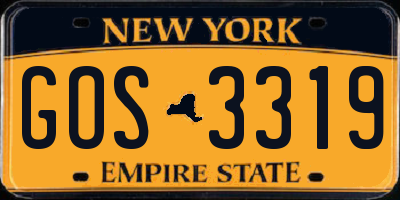 NY license plate GOS3319