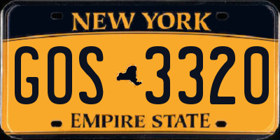 NY license plate GOS3320