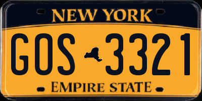 NY license plate GOS3321