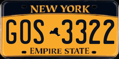 NY license plate GOS3322