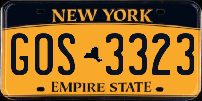NY license plate GOS3323