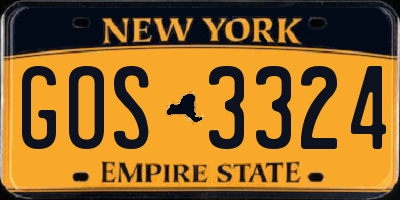 NY license plate GOS3324