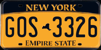 NY license plate GOS3326