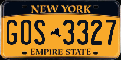 NY license plate GOS3327
