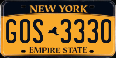 NY license plate GOS3330