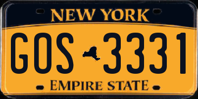NY license plate GOS3331