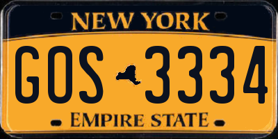 NY license plate GOS3334