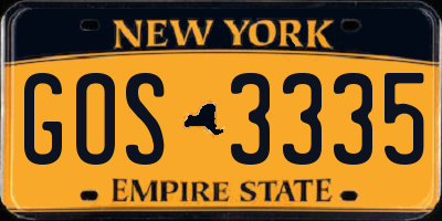NY license plate GOS3335