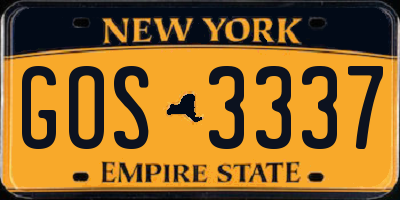 NY license plate GOS3337