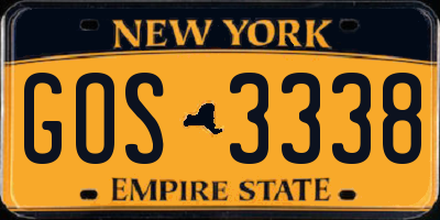 NY license plate GOS3338