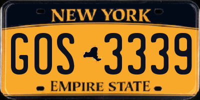 NY license plate GOS3339