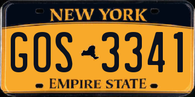 NY license plate GOS3341