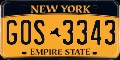 NY license plate GOS3343