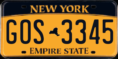 NY license plate GOS3345