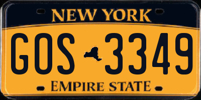 NY license plate GOS3349