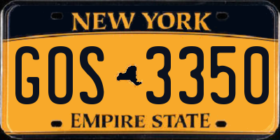 NY license plate GOS3350