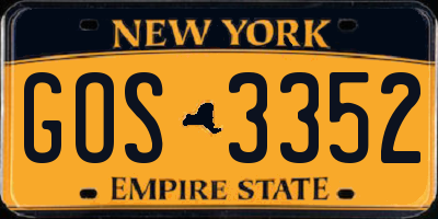 NY license plate GOS3352