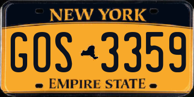 NY license plate GOS3359