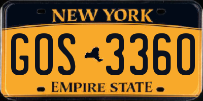 NY license plate GOS3360