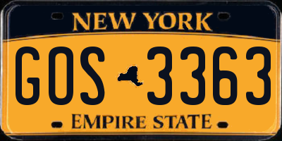 NY license plate GOS3363
