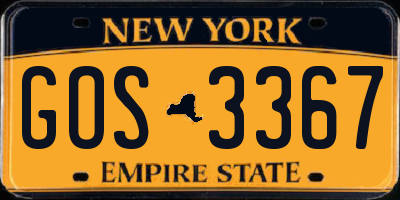 NY license plate GOS3367