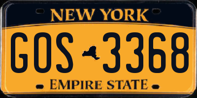 NY license plate GOS3368