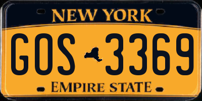 NY license plate GOS3369
