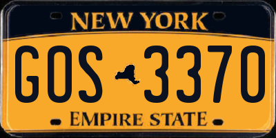 NY license plate GOS3370