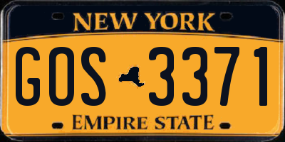 NY license plate GOS3371