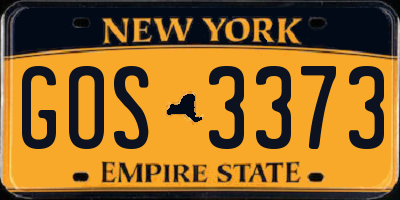 NY license plate GOS3373
