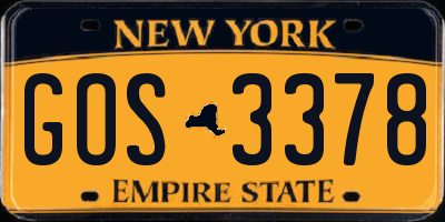 NY license plate GOS3378