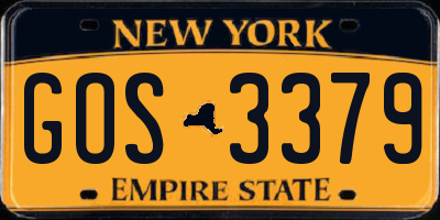 NY license plate GOS3379
