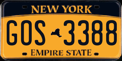 NY license plate GOS3388