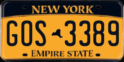NY license plate GOS3389