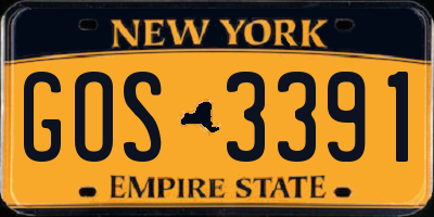 NY license plate GOS3391