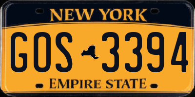 NY license plate GOS3394