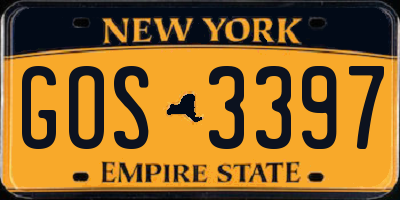NY license plate GOS3397