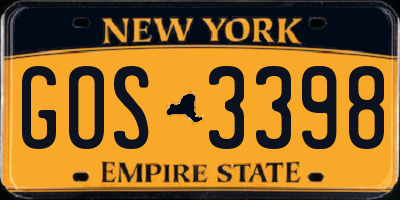 NY license plate GOS3398