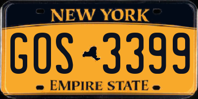NY license plate GOS3399