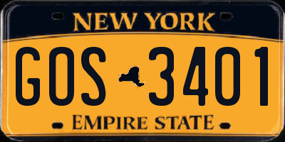 NY license plate GOS3401