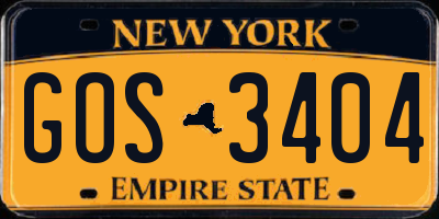 NY license plate GOS3404