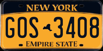 NY license plate GOS3408