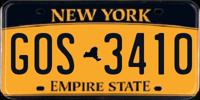 NY license plate GOS3410